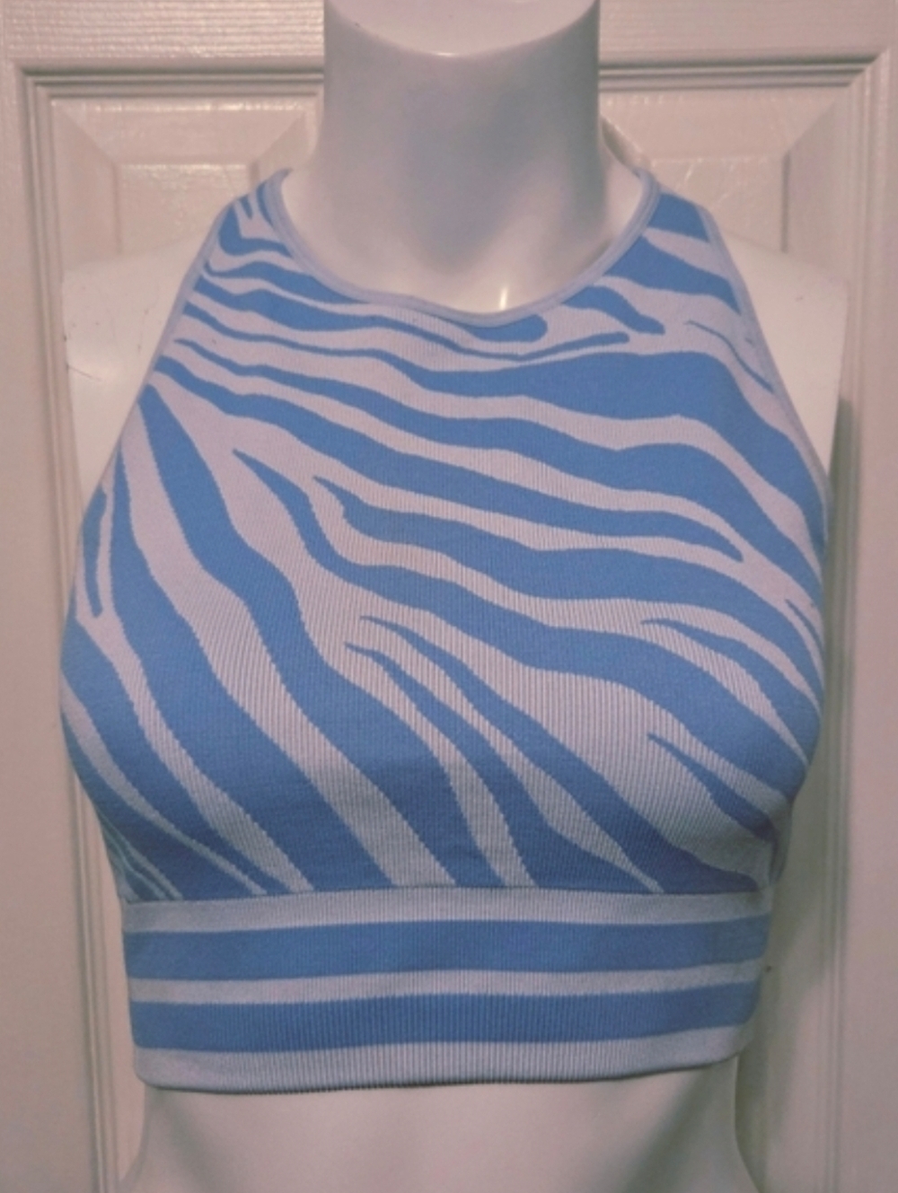 Spiritual Gangster Racerback Sports Bra/Crop Top -Blue & Gray -Size Medium/Large